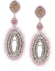 Miguel Ases Rose and Rainbow Quartz Large Oval Drop Earrings