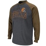 NFL Men's Cleveland Browns BSD Long Sleeve Henley Tee (Charcoal Heather/Brown, Medium)