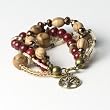 Honesty Bronze Bracelet - Red Agate and Warm Brown Beads - Fair Trade Trendy