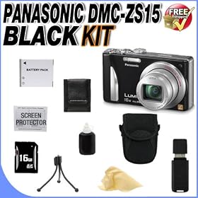 Panasonic Lumix DMC-ZS15 12.1 MP Digital Camera with 16x Optical Zoom (Black) W/16GB SDHC Memory Card + Extended Life BCG10 Battery + Deluxe Case w/strap + USB Card Reader + Memory Card Wallet + DMCZS15 Accessory Saver Bundle!