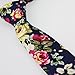 Coachella Ties Cotton Florals Necktie Skinny Tie 6cm (Navy Blue)