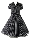 50s Tea Party Small Polka Dot Dress Black & White