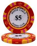 50 $5 Monte Carlo 3-Tone Clay Composite 14 Gram Poker Chips