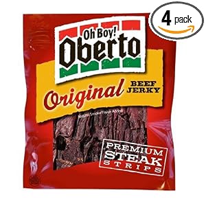 Oh Boy! Oberto Original Beef Jerky, 3.25-Ounce Bags (Pack of 4)