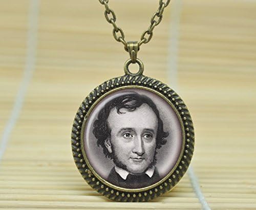 ArtShop Art Necklace Edgar Allan Poe Necklace Edgar Allan Poe Qoutes Books Pendant Jewelry Glass Cabochon Necklace A1630