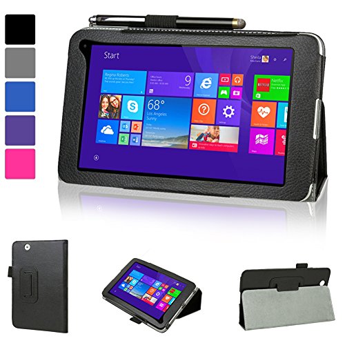 Evecase Toshiba Encore Mini WT7-C Case, SlimBook Leather Folio Stand Case Cover with Magnetic Closure for Toshiba Encore mini WT7-C16 / C32 7- inch Windows 8.1 Tablet - Black