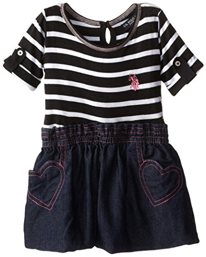 U.S. Polo Assn. Baby-Girls Infant Knit Top with Bottom Denim Bubble Hem Dress