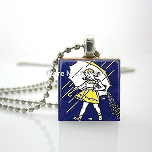 VintaStore Scrabble Tile Necklace Morton Salt Girl Pendant Custom Photo Jewelry Ball Chain Necklace