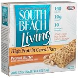 South Beach Diet, High Protein Cereal Bars, Peanut Butter, 5-Count Boxes (Pack of 4)