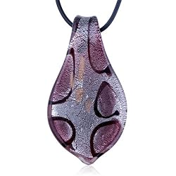 Pugster Autumn Red Leaf Drop Murano Glass Pendant