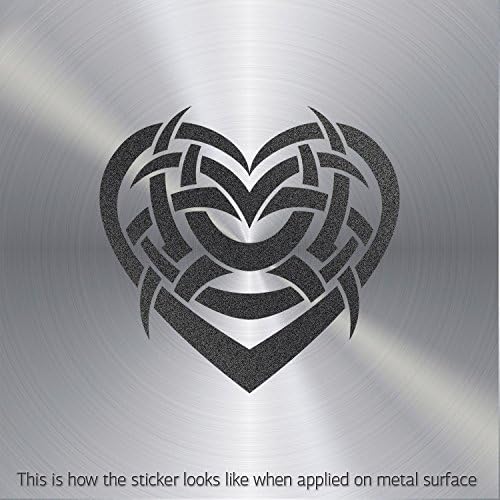 Decor Stickers Tribal Design Tatto Style Heart Vinyl Motorbike Perma Black_Metallic (18 X 17.2 In)