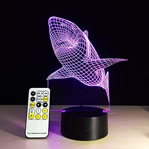 3D Desk lamp Acrylic Shark Fish Shape Remote Control Night light 7 color change Furniture Decorative colorful gift household Accessories