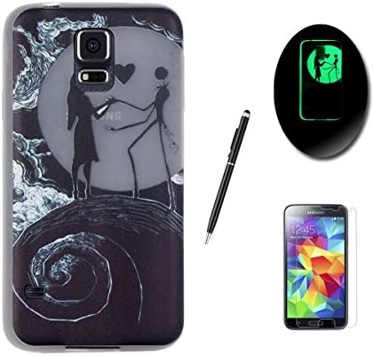 Sirekentech Samsung Galaxy S5 Case Luminous Case,Fluorescent Effect Night Glow In The Dark Ultra Thin Slim FitSoft Silicone Gel TPU Cover Skin for Samsung Galaxy S5-Nightmare Before Christmas