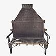 Indian Furniture Antique Cart Sofa Rustic Ecelctic Boho Huge Chair with Brass Accents