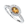 14K White Gold Citrine and Diamond Ring