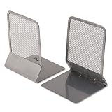 Rolodex 22334 Mesh Bookends with Solid Steel Base, 5-1/4w x 6-1/4d x 5h, Pewter