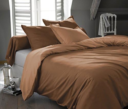 300 Thread Count 8 Piece Down Alternative Bed in a Bag Set - Sheet Solid Beige-Duvet Color Taupe Size Queen