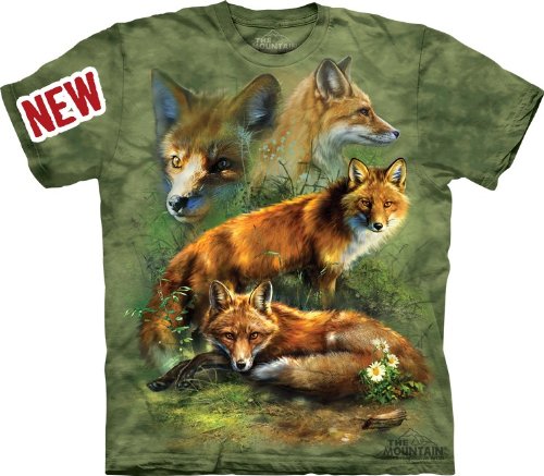 Mountain Red Fox Collage Adult Size T-shirt
