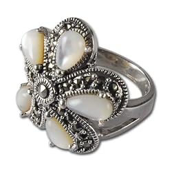 Designer Ring Sterling Silver Pearl Jewelry US Size 6