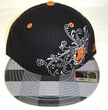 Size 7 1/8 NFL Cincinnati Bengals Logo w/design on Black Flat Bill Fitted Cap - Checker bill