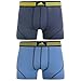 adidas Men's Athletic Stretch Trunk Underwear (2-Pack), (Dark Heather Blue/Collegiate Navy)/(Lucky Blue/Collegiate Navy), X-Large