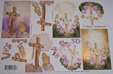 A4 3D step by step Le Suh decoupage sheet - religious - praying hands, cross