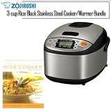 Zojirushi NSLAC05XT 3-cup Rice Black Stainless Steel Cooker/Warmer Bundle