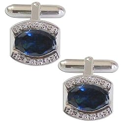 Mens Cuff Links Pair Sterling Silver Zircon Gemstone (cflng246)