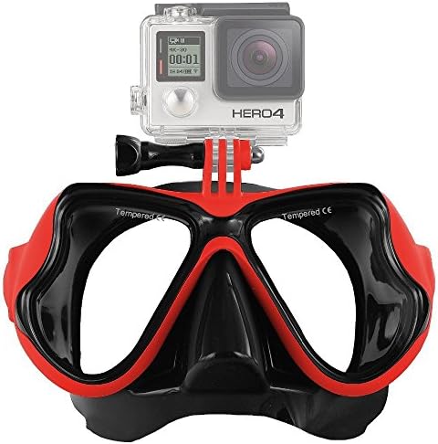 Conzy Diving Mask for GoPro Swimming Goggles Snorkeling Free Goggles Case Included (Red)