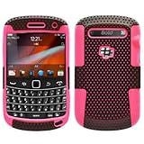 Black Pink 2 in 1 Hybrid Rubber Plastic Skin Case Cover for Blackberry Bold ....