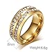 Mens Womens 8MM Titanium Stainless Steel High Polished 18K Gold Plated Channel Set Cubic Zirconia CZ Promise Engagement Band Unisex Gold Wedding Ring Comfort Fit, Size 10