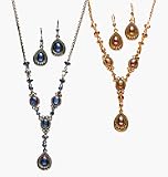 Avon Tear Drop Y Necklace Gift Set Blue(hematite-finish)