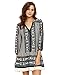 Floerns Women's Boho V Neck Vintage Print Dress Black XXL