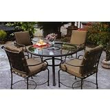 Darlee Malibu Glass Top Aluminum Outdoor Patio Dining Set With Cushions - 48 Inch Round - Antique Bronze