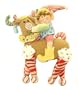 12" Glittery Pastel Plush Candy Christmas Elf Riding Reindeer