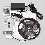 32.8 ft / 10 M Color Changing Music Control Flexible Waterproof LED Strip White Background Kit,2039RGB+3322+3215