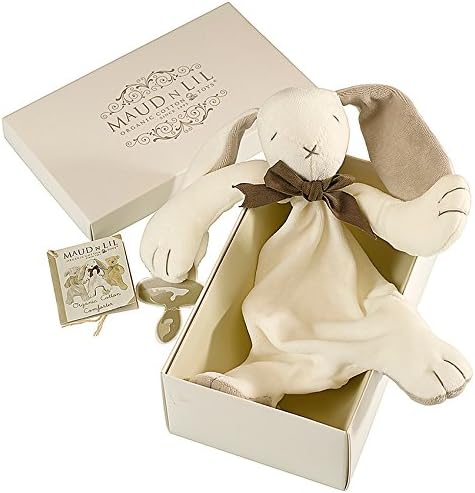 Maudnlil Organic infant Bunny Comforter with Binky Holder, Grey, Medium