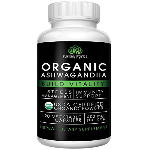 Organic Ashwagandha - Best Natural Adrenal Supplement for Fatigue, Calm Nerves and Anti-Anxiety Relief - Pure Anti-Stress Herb Root which Lowers Cortisol Levels - 400mg Easy Swallow 120 Veg-Caps Organic Ashwagandha - Best Natural Adrenal Supplement for Fatigue, Calm Nerves and Anti-Anxiety Relief - Pure Anti-Stress Herb Root which Lowers Cortisol Levels - 400mg Easy Swallow 120 Veg-Caps