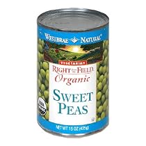 Westbrae Natural Vegetarian Organic Sweet Peas, Organic, Vegetarian, 15 Ounce Cans (Pack of 12)
