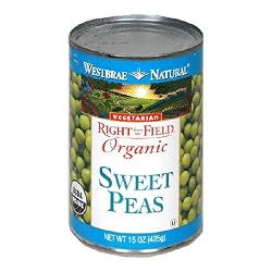 Westbrae Natural Vegetarian Organic Sweet Peas, Organic, Vegetarian, 15 Ounce Cans (Pack of 12)