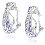 Sterling Silver Tanzanite and Diamond Crossover Earrings (1/10 cttw, GHI Color, I3 Clarity)