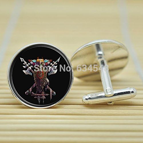 Pretty Lee Wow World Of Warcraft Tauren Crest Symbol Horde In Silver Cufflinks Glass Cabochon Cufflinks C3145