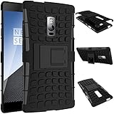 SDO&trade; Rugged Dual Layer Kickstand Hybrid Warrior Case Back Cover for OnePlus Two - Black