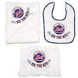 New York Mets "Little Fan" Baby Hooded Towel & Bibs 3-Piece Set by McArthur Sports