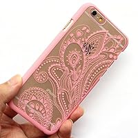 iPhone 6 Case,LUOLNH Pink Henna White Floral Paisley Flower Mandala Matte Hard Clear Case Cover For Apple Iphone6 4.7 inch Screen from LUOLNH