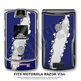 Razr V3 Ripped Blue and Gray WraptorSkinz Skin for Motorola Razor by TuneTattooz