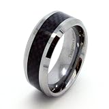10mm Tungsten Black Carbon Fiber Mens Wedding Rings Fashion Band Size