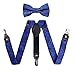 Alizeal Boys Adjustable Floral Paisley Pre-tied Bow Tie and Elastic Y Shape 3 Clips Suspenders Set, Royal Blue
