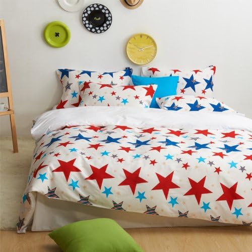 DIAIDI Home Textile,Cute Stars Bedding Set Queen Size,Stars Duvet Cover Set Queen,4Pcs