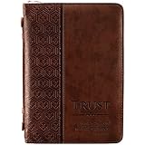 "Trust" Brown Tile Design Bible / Book Cover - Proverbs 3:5 (Large)